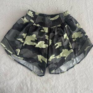 lululemon athletica Camo Print Athletic Shorts - Black and Green